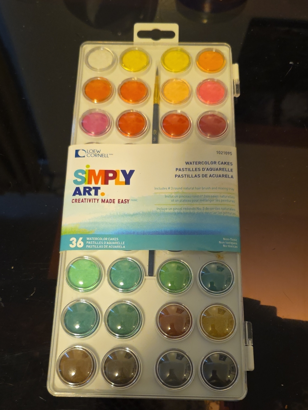 Simply Art 36-Color Watercolor Cake Set — Multicolor Palette